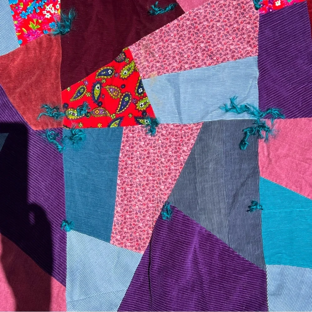 Hand crafted corduroy/velvet patchwork quilt